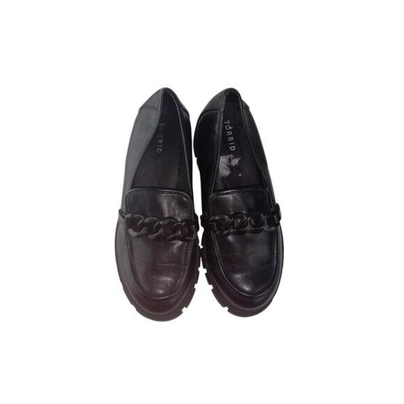 Torrid Black Chunky Loafer Chain Platform Slip On Heel Shoes SIZE 9.5 - Picture 1 of 10